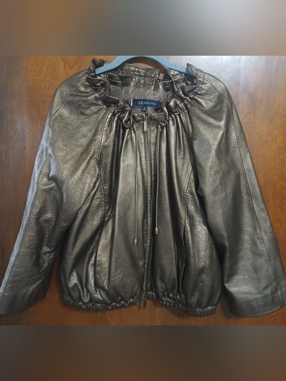 NWOT Anne Klein Metallic Bronze Leather Jacket